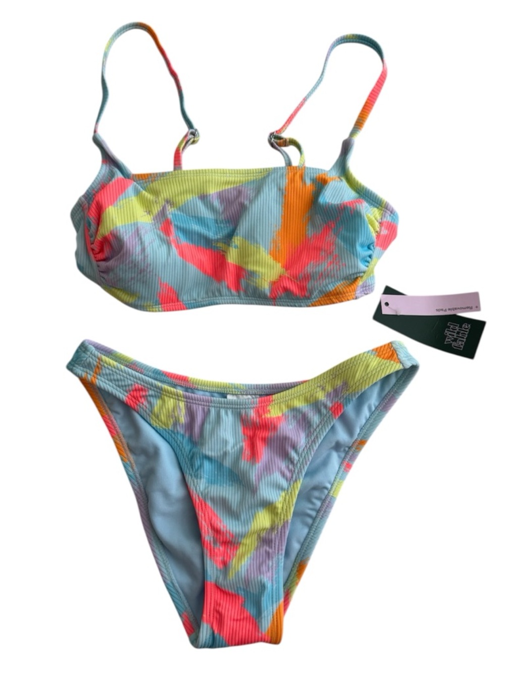 NWT Wild Fable Women's Bralette Bikini Set Colorful Summer Swimwear Size XS